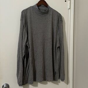 John Henry Grey Ribbed Mock Neck Long Sleeve Shirt XL